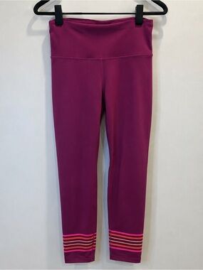 GAP Fit Purple Leggings with Striped Hem Size XS